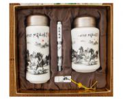 馬到成功陶瓷杯+茶葉罐+陶瓷筆+陶瓷U盤(pán)
